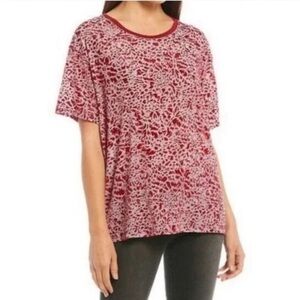 We The Free Burnout Teddy top red maroon velvet oversized boxy tee size S